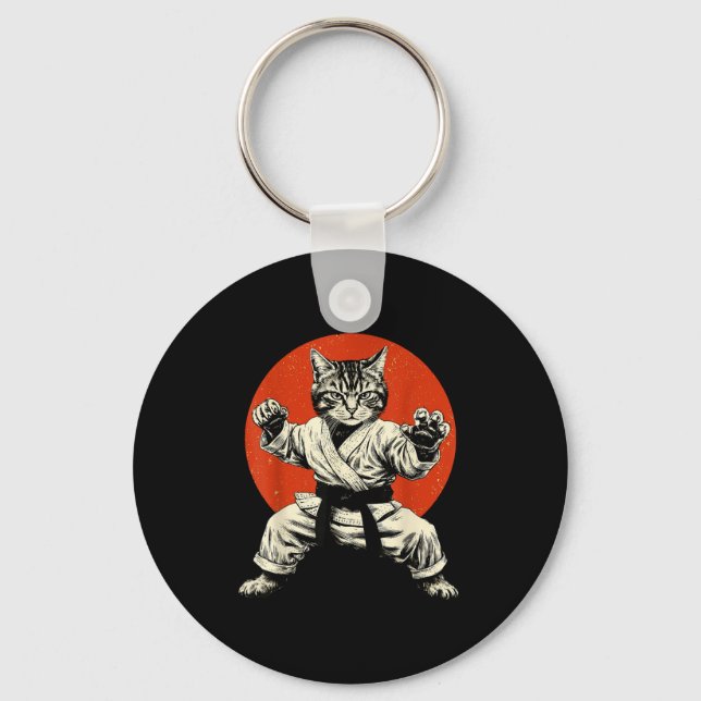 Llavero Martial Arts Cat Karate Judo Japanese Flag Funny J (Anverso)