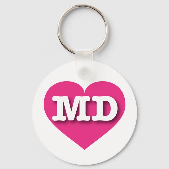 Llavero Maryland Hot Pink Heart - I love MD (Anverso)