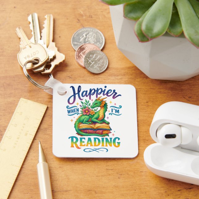 Llavero Más feliz cuando estoy leyendo (Escritorio )