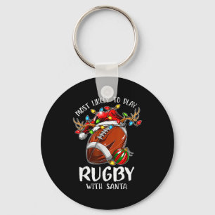 Llavero Más Probable De Jugar Rugby Con La Navidad De Sant