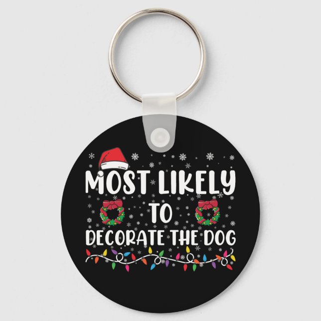 Llavero Más Probable Que Decore Al Perro Con La Navidad A  (Anverso)