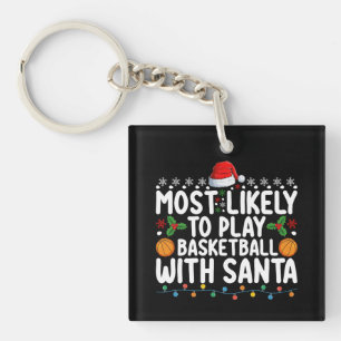 Llavero Más Probable Que Juegue Baloncesto Con La Navidad 