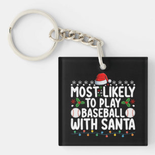 Llavero Más Probable Que Juegue Béisbol Con La Navidad De 