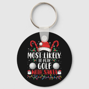 Llavero Más Probable Que Juegue Golf Con Santa Familia Xma