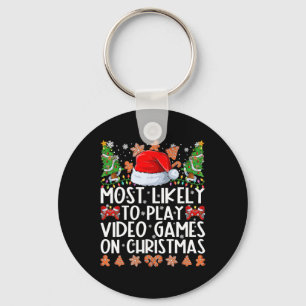 Llavero Más Probable Que Juegue Videojuegos En Navidad Fam