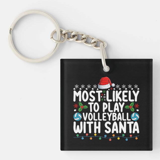 Llavero Más Probable Que Juegue Voleibol Con La Navidad De (Frente)