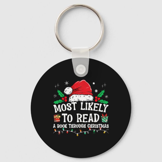 Llavero Más Probable Que Lea Un Libro De Navidad Familiar (Anverso)