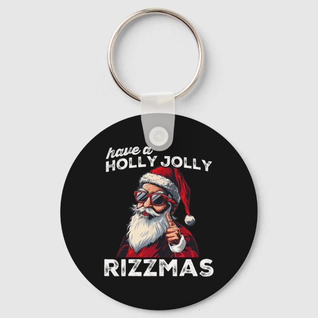 Llavero Mascar Santa Mew Gracioso Santa Meme Rizz Rizzmas  (Anverso)
