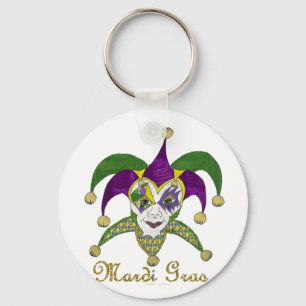 Llavero Máscara colorida del Mardi Gras Jesters