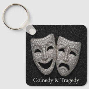Llavero Máscara de Drama de Comedia y Tragedia Brillante