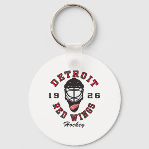 Llavero Máscara de Hockey Detroit Red Wings Blanca Oficial
