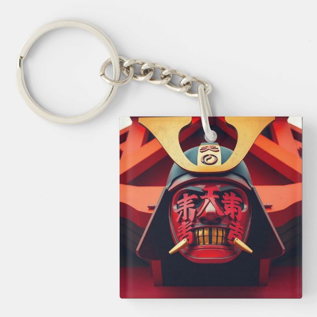 Llavero Máscara de samurái de anime roja (Frente)