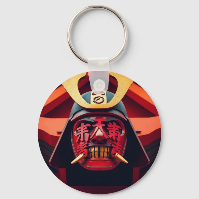 Llavero Máscara de samurái de anime roja (Anverso)