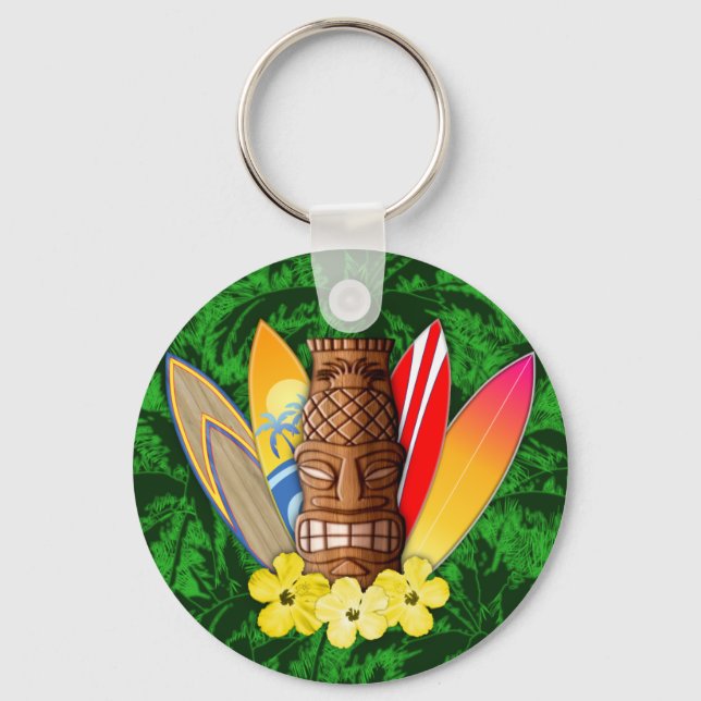 Llavero Máscara De Tiki Y Surfboards (Anverso)