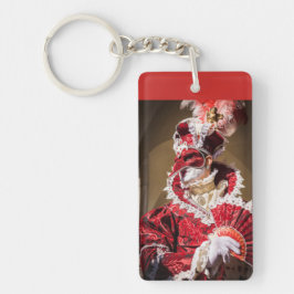 Llavero Máscara roja de carnaval en Venecia, Italia