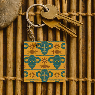 Llavero Máscara Tribal Patrón de Cara Étnica Africana