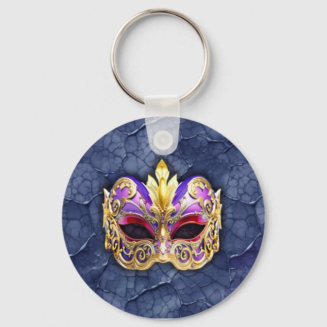 Llavero Máscara veneciana decorativa sobre la Marina negra (Anverso)