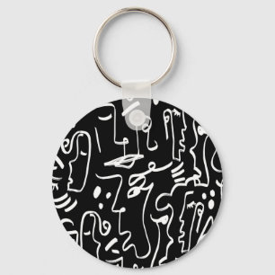 Llavero Máscaras de caras abstractas: patrón geométrico