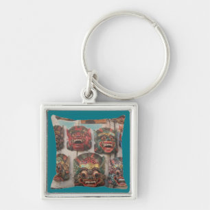 Llavero máscaras locas -Pequeña (1.38") Keychain cuadrada 