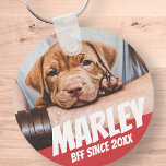 Llavero Mascota BFF Mejor amigo Foto Moderno Guay Simple<br><div class="desc">El diseño es sencillo con un simple fondo de color y una tipografía sans serif para un aspecto de superhéroe.</div>