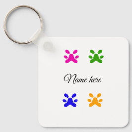 Llavero Mascota colorido de garra de perro añada el nombre