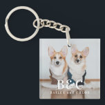 Llavero Mascota corto fotográfico con monograma<br><div class="desc">Foto Mascota breve con cadena de teclas monogramo</div>
