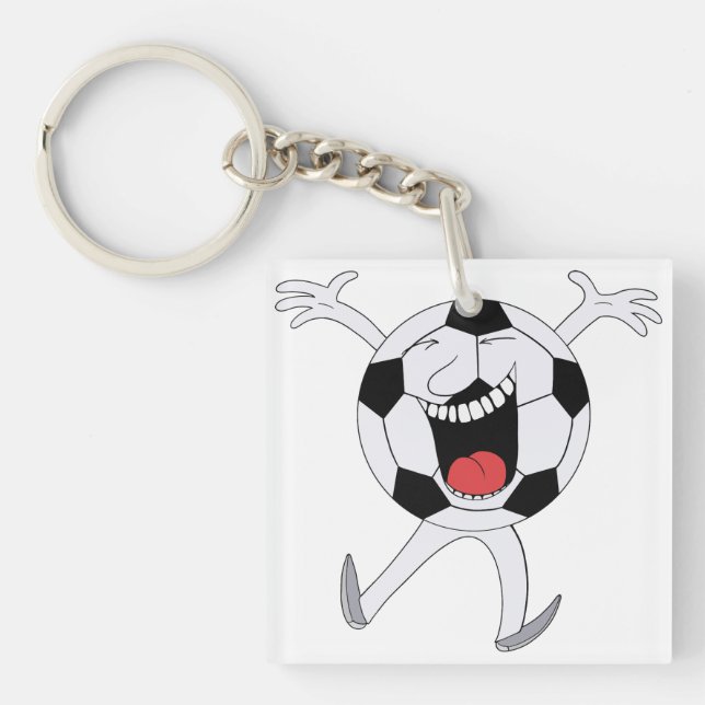 Llavero Mascota de Balón de Fútbol Sonriente (Frente)