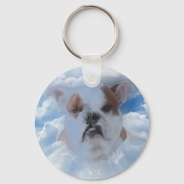 Llavero Mascota de bulldog con nubes celestiales (Anverso)