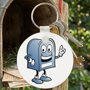 Llavero Mascota de buzón feliz personaje postal azul