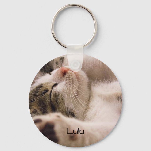 Llavero Mascota de gato moderno foto de doble cara (Anverso)