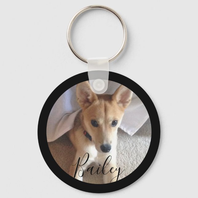 Llavero Mascota de perro Personalizado lindo foto y cadena (Anverso)