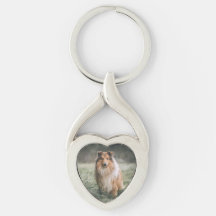 Mascota Foto Twisted Heart Metalizado Keychain