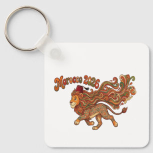 Llavero Mascota León Retro Marruecos 2026 - Marruecos Colo