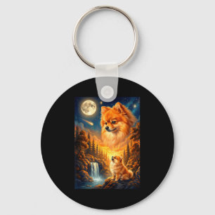 Llavero Mascota meme perro pomerania aullando a la luna