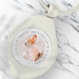 Llavero Mascota Memorial Paw Imprime Corazones Elegante Fo