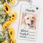 Llavero Mascota Memorials Keepsake Dog<br><div class="desc">Celebra a tu mejor amigo con un personalizado mascota en el llavero conmemorativo . Este es el regalo perfecto para usted, familia o amigos para honrar a los seres queridos. Esperamos que su cadena de fotos les traiga alegría, paz y recuerdos felices. Cita: "Sonreíste con tus ojos, te reíste con...</div>