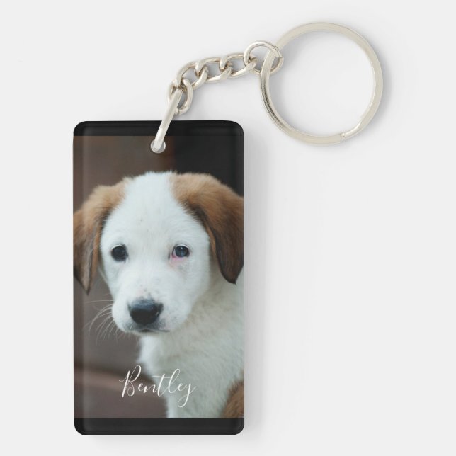 Llavero mascota personalizado foto moderna simple personal (Atrás)