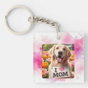 Llavero Mascota personalizado Foto Perro Mamá Pink Waterco