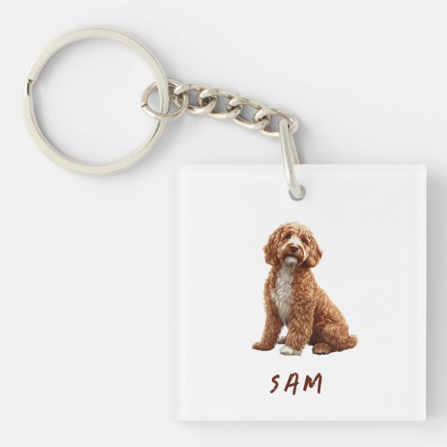 Llavero Mascota Personalizado Goldendoodle (Frente)