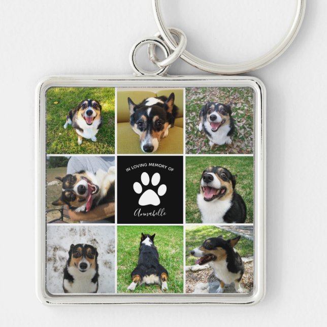 Llavero Mascota Personalizado Perro Collage de fotos Paw P (Frente)