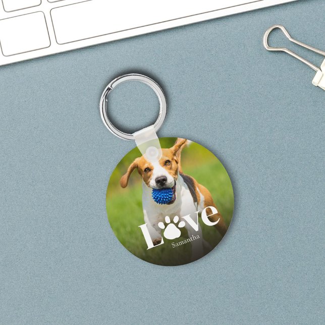 Llavero Mascota Photo Love Personalized Cute (Love pet photo custom keychain. )