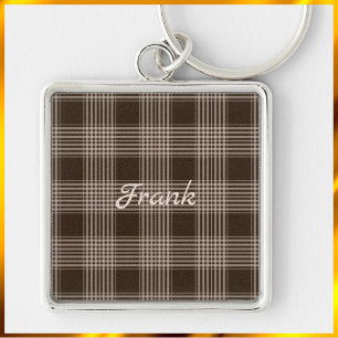 Llavero Masculino marrón y beige plateado