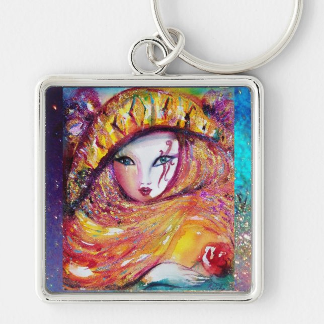 LLAVERO MASQUERADE VENECIANO - MÁSCARA EN AMARILLO (Frente)