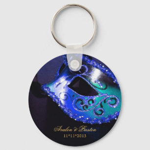 Llavero Masquerade Wedding Favor Blue Keychain