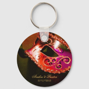 Llavero Masquerade Wedding Favor Red Keychain