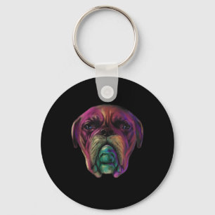 Llavero Mastiff Dog Colorous Watercolorido Tattoo Style
