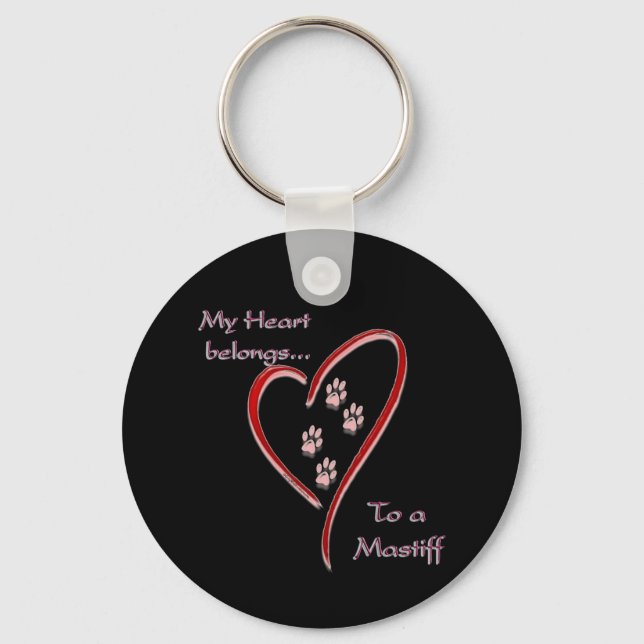 Llavero Mastiff Heart Belongs Keychain (Anverso)