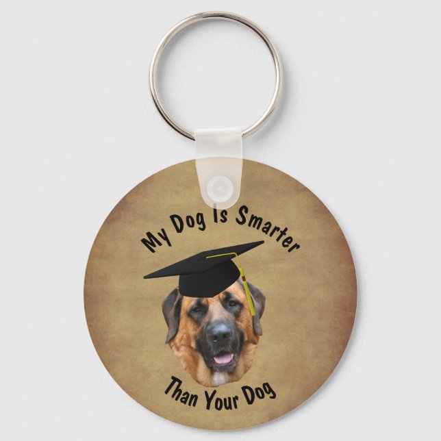 Llavero Mastiff My Dog Is Smarter Than Your Dog Funny (Anverso)