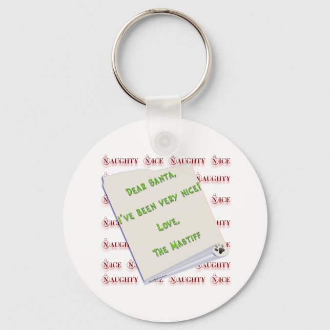 Llavero Mastiff Naughty o Nice Keychain (Anverso)