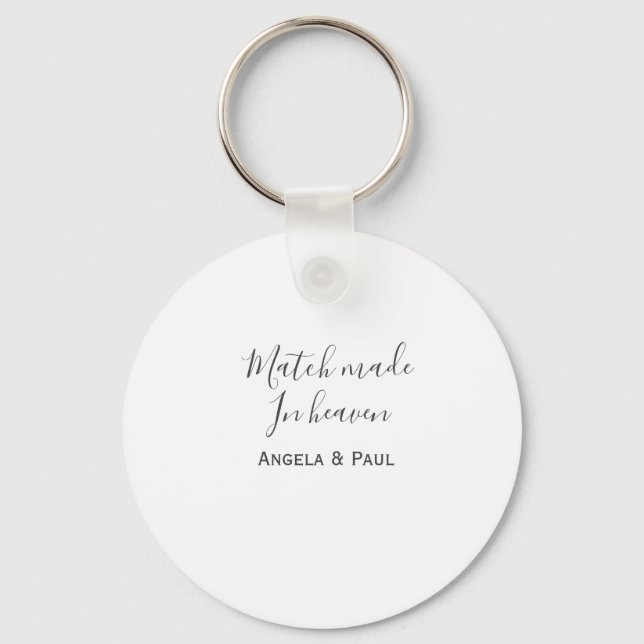 Llavero Match made in heaven name couple wedding simple  (Anverso)